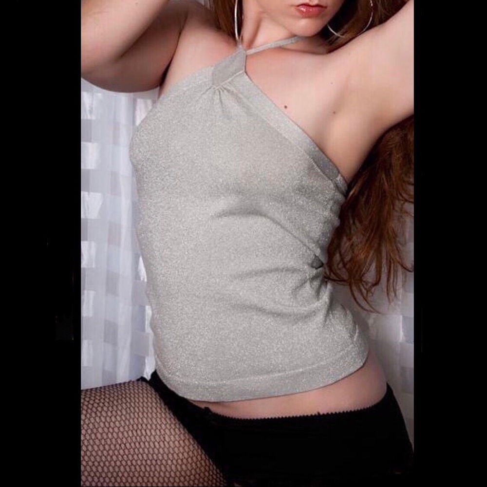 {EXPRESS} Silver Metallic Halter Top ✨ - Picture 4 of 8